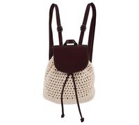 DOITOOL Boho Handmade Woven Backpack Purse for Women with Flap and Drawstring, Small Polyester Pu Beach Backpack with Large Capacity and Multifunctional Design, for Casual Outings