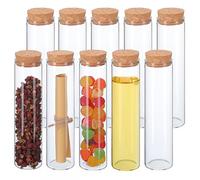 DOITOOL Borosilicate Glass Test Tubes Suitable for Decoration and Remaking Artwork 10pcs with Cork Stoppers for Storage Flower Powder and Sealed State, Reagent Bottles
