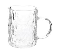 DOITOOL Borosilicate Glass Water Mug with Curved Handle for Travel | Hot and Cold Use, Smooth Edges, Oval Shape, Stylish Look for Friends and Campers