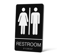 DOITOOL Braille Bathroom Sign Self Stick Unisex Restroom Sign for Public and Office Use Sturdy Acrylic Material Gender Neutral Design Accessible for All Users