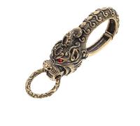 DOITOOL Brass Dragon Keyring Vintage Key Chain with Key Ring Latch Fastener Portable Compact Brass Charm for Bags and Everyday Use