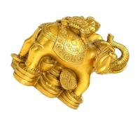 DOITOOL Brass Elephant Statue Desk Sculpture Home Office Feng Shui Animal Figurine Decor Small with Stable Flat Base for Tea Table and Living Display