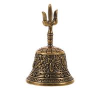 DOITOOL Brass Hand Bell with Trident Handle for Home Decor and Altar Spaces, Loud and Resonant Sound, Traditional Craftsmanship with Golden Brass Material, Versatile Usage for Reception