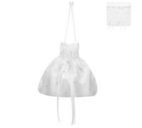 DOITOOL Bridal Bridesmaid Handbag White Satin Wedding Bag with Drawstring, White Communion Bag for Girls, Children Christening Pouch