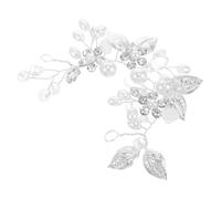 DOITOOL Bridal Rhinestone Headband Hair Band with Silver Tone Copper Wire Wedding Hair Accessory for Brides Floral Leaf Vine Design for Women and