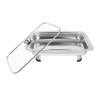 DOITOOL Buffet Serving Tray Sturdy Fashion Style Rectangular with Cover Stainless Steel Protects Food and Prevents Dirt Food Holding Plate for Daily Life and Party Use