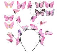 DOITOOL Butterflies Hair Accessories Headband for Women Wedding Party Banquet, Creative Pink Plastic Butterfly Hair Hoop, Comfortable to Wear and Decorative,