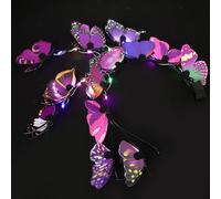 DOITOOL Butterfly Headband Glow Light up Headband Purple Iron Plastic Butterfly Headpiece for Women Parties Concerts