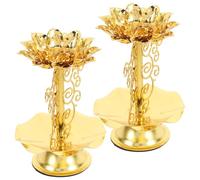 DOITOOL Candle Holders Votive Candle Stands Decorative 2pcs Alloy Shape Buddhist Style Butter Lamp Holders for Aromatherapy and Relaxation, Chic and Delicate for Home Décor