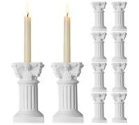 DOITOOL Candlestick Holders Vintage Style Roman Column White 10pcs Resin Odorless Multi-purpose Pillar Candle Stand for Photo Props and Mini House Decoration