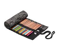 DOITOOL Canvas Pencil Roll Wrap Case Pencil Storage Organizer Large Capacity with 72 Slots Sturdy Canvas Material with Beautiful Pattern, Space-Saving Roll for Drawing and Sketching