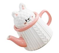 DOITOOL Cartoon Rabbit Ceramic Water Carafe with Embossed Sweater Design, Lovely Rabbit Milk Pitcher for Home Use, Cold Water Container and Tea Serveware, Sturdy Ceramic Jug for Dining and