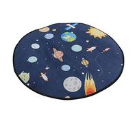 DOITOOL Cartoon round Carpet with Universe Pattern, Polyester Fiber Decorative Floor Mat for Living Room, Comfortable Touch round Shape Rug, Housewarming Gift