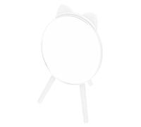 DOITOOL Cat Ear Cosmetic Mirror with Comb, White Plastic Frame and Glass, round High-definition Makeup Mirror for Desktop or Tabletop Use, Stylish Photo Prop for Girls and Dormitory