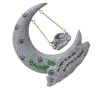 DOITOOL Cat Moon Shaped Gravestone Pet Memorial Stones Resin Creative Garden Decor for Cat Lover