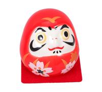 DOITOOL Ceramic Dharma Figurine, Ceramic Figurine Egg Shape Red, Good Luck Ornament for Living Rooms and Car Dashboards, Traditional Japanese Home Decor