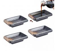 DOITOOL Ceramic Dipping Bowls Set : 4PCS Rectangular Soy Sauce Dish Pots, Versatile Japanese Dipping Bowls for Condiments, Ceramic Tableware for Home and Restaurant Use，8.5 * 5.5cm