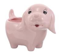 DOITOOL Ceramic Dog Planter Pot with Saucer for Succulents and Cacti Small Cute Animal Flower Pot for Indoor Desktop Easy-clean Glossy Finish Decorative Plant Container