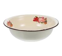 DOITOOL Ceramic Soup Bowl Enamel Mixing Bowl Vintage Enameled Basin Large Mixing Bowl Old- Fashioned Dough Making Basin Food Dinner Plates Enamelware Dish for Random Style Ceramic