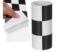 DOITOOL Checkered Wall Sticker- 240x10cm Peel and Stick Border Roll for Bathroom Tiles - Self Adhesive Bulletin Board Decor - Waterproof Racing Strip Trim for Bedroom & Classroom Displays Home Decor