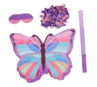 DOITOOL Childsafe Purple Butterfly with Stick and Blindfold for Birthday Party Candy Smash Decoration Reusable Paper Material for Themed Celebrations and Fun-filled Activities