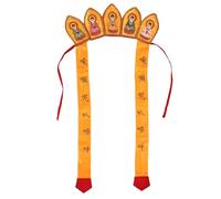 DOITOOL Chinese Style Five Buddha Hat Lightweight Adjustable Cloth Monk Hat with Intricate Floral Patterns for Festival Props and Film Productions