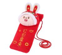 DOITOOL Chinese Style Rabbit Design Red Envelope Money Bag Lunar Year Red Packet Cross Body Bag for Celebrations and Special Occasions
