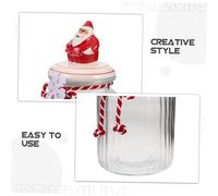 DOITOOL Christmas Cookie Jar Small Glass Sealed Canister with Lid for Fresh Holiday Treats Festive Biscuit Storage Container with Christmas Motifs Multiuse Candy and Snack Holder for