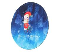 DOITOOL Christmas Mouse Pad Creative Round Design with Non Slip Rubber Base Comfortable Desk Mat for Office and Home Use Unique Santa Pattern for Festive Work Environment