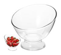 DOITOOL Clear Salad Bowl 18 cm, Slanted Fruit and Dessert Serving Bowl | Footed clear bowl with angled rim for trifle, fruit, salad, desserts, snacks, buffet tables, Christmas and party serving