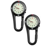 DOITOOL Clip-on Quartz Watches for People Who Love Mountaineering 2pcs with Fluorescent Dial Stainless Steel Belt Fob Watch for Outdoor Use