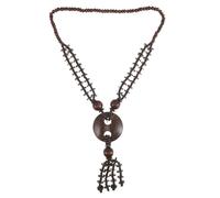 DOITOOL Coconut Shell Beaded Choker Boho for Women and Men Vintage Seed Bead Necklace with Tassel, round Versatile Matching Summer Beach Accessory for Casual Occasions