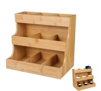 DOITOOL Coffee Bag Milk Tea Bag Wood Storage Shelves Cabinet Rack Hair Clip Holder Wooden Tea Rack Packet Organizer Earring Storage Bin Coffee Holder Sugar Holder