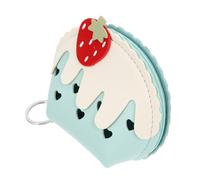 DOITOOL Compact Lightweight Pu Leather Strawberry Coin Pouch for Girls with Metal Zipper, Simple and Lovely Design for Journey and Go, Mini Change Bag and Card Holder