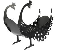 DOITOOL Creative Black Iron Peacock Toilet Roll Holder with Cover, Stable Structure Stand Tissue Holder and Roll Paper Storage Shelf for Living Room and Kitchen