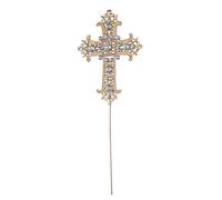 DOITOOL Creative Cake Toppers 1PC Diamond Cross Wedding Cake Picks Metal Cake Topper Christ Resurrection Baptism Cake Decor (Golden)