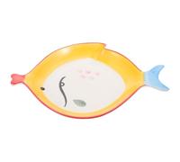 DOITOOL Creative Cartoon Fish Ceramic Plate for Food Serving, Unique Shaped Yellow Buffet Tray with No Burrs and Fade-Resistant Finish, for Banquets and Outdoor Picnics