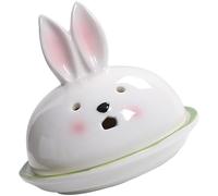 DOITOOL Creative Ceramic Rabbit Incense Burner for Household Aroma, Portable Desktop Censer with Elegant White Design, for Relaxing Mind and Body and Decorating Bedrooms