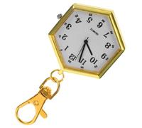 DOITOOL Creative Hexagonal Key Ring Watch with Key Buckle Design and Glass Mirror, Stylish Alloy Keychain Pocket Watch a Gift for Nurse's Week or Graduation Season, Can be Fixed