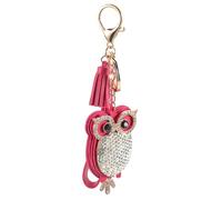 DOITOOL Creative Owl Metal Keychain with Diamond Accent, Alloy Material, Lovely Bag Pendant and Backpack Decor, Red Keyring Charm for Bags and Cell Phones