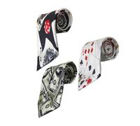 DOITOOL Creative Poker Dice Printing Neckties Set 3pcs Fashionable Fabric Magician Ties, Practical Design for Stage Performance and Magician Shows