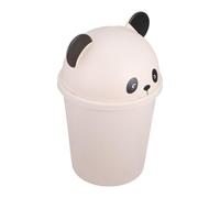 DOITOOL Cute Cartoon Panda Bin with Lid, 10l Plastic Reusable Trash Can for Kitchen and Outdoor Use, Odour-preventing White Bin for Home Storage