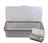 DOITOOL Cutlery Storage Box with Clear Lid - 28x13x7cm Slim Plastic Drawer Organiser Tray - Chopsticks Container Drainer Ca-ddy for Kitchen Utensils Countertop Camping & Trav-el Tableware Accessories