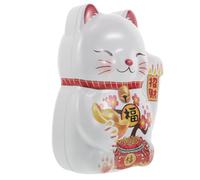 DOITOOL Decorative Lucky Cat Tin Box Iron Material with 3d Maneki Neko Statue Keeps Treats Fresh and Shields from Moisture for Festive Occasions Holiday Cookies Gift and Cute Desktop