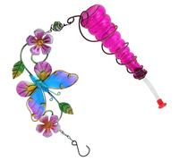 DOITOOL Delicate Glass Bird Feeder with Stable Anti-tip Design for Water and Food Outdoor Hanging Metal Feeder with Painted Finish Charming Purple Butterfly Decoration for Garden Bird