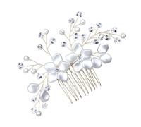DOITOOL Delicate Pearl Bridal Hair Comb with Golden Rhinestone Decoration, for Framing Half down Hairstyles at Parties and Special Occasions, Elegant Hair Accessory for Women