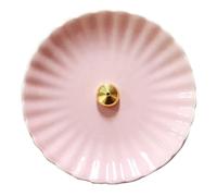 DOITOOL Delicate Pink Ceramic Incense Holder Tray with Metal Base Fireproof Tabletop Aromatherapy Burner for Home Decor Stable Flat-bottomed Incense Stick Holder for Meditation Yoga Office