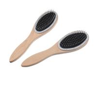 DOITOOL Detangling Hair Brush for Scalp Massage with Stainless Steel Wire Bristles 2pcs and Wooden Hair Comb Set Effective Detangling