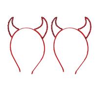 DOITOOL Devil Horn Red Hairband : Red Rhinestone Halloween Headband Reusable Costume Accessory Lightweight Durable Horns Headpiece for Cosplay Party Fancy Dress Accessory Women Girls (2 pcs)