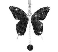 DOITOOL Diamond Butterfly Pendant Rhinestone Car Mirror Charm Bling Interior Decoration Hanging Car Accessories for Rearview Mirror